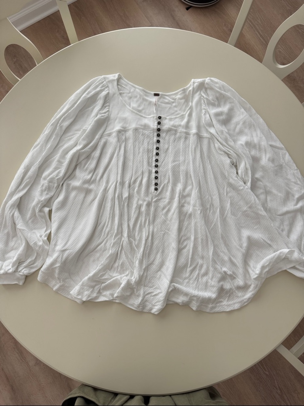 Free People Women's White Button-Front Peasant Blouse